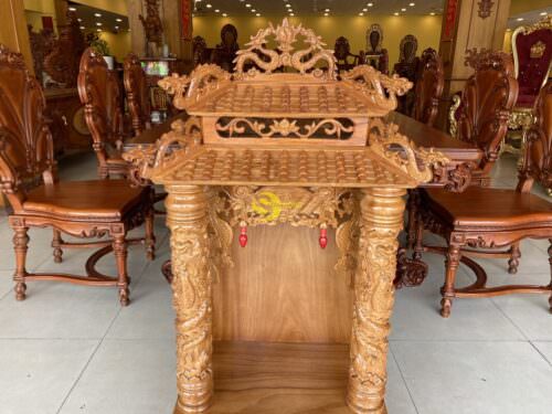 Bàn thờ ông địa gõ đỏ mái ngói 60 - SD221 - Hình ảnh 7