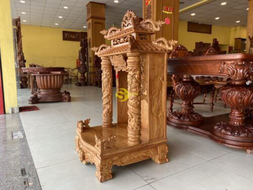 Bàn thờ ông địa gõ đỏ mái ngói 60 - SD221 - Hình ảnh 3