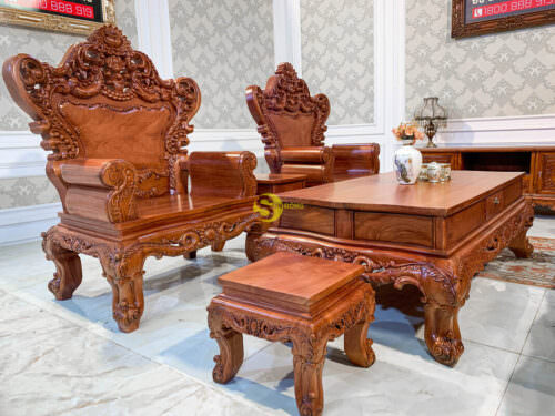 Salon Gỗ Phòng Khách Hoàng Gia Hoa Hồng | Mặt Liền - BBG226 - Hình ảnh 5