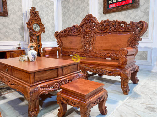 Salon Gỗ Phòng Khách Hoàng Gia Hoa Hồng | Mặt Liền - BBG226 - Hình ảnh 4