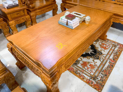 Bộ bàn ghế gõ đỏ chạm Lân 2 mặt tay 14 | 10 món - BBG231 - Hình ảnh 3