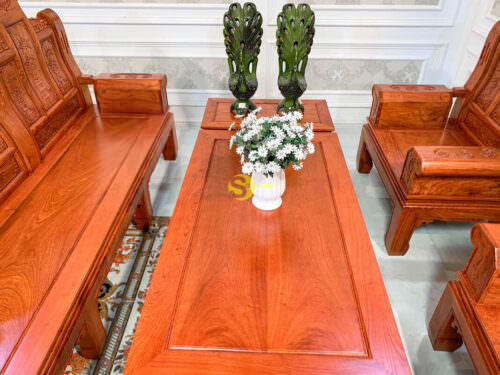 Salon Tần Thủy Hoàng Tứ Quý Tay Hộp Cá Chép Gỗ Hương Đá - BBG772 - Hình ảnh 4