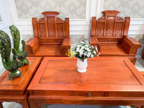 Salon Tần Thủy Hoàng Tứ Quý Tay Hộp Cá Chép Gỗ Hương Đá - BBG772 - Hình ảnh 3