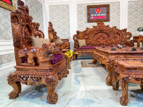 Bộ bàn ghế gỗ cẩm lai Rồng Phương Đông toả sáng
