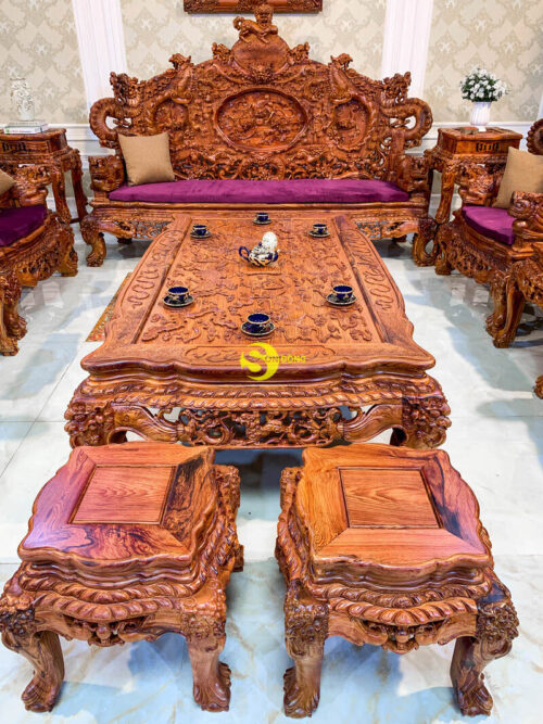 Bộ bàn ghế gỗ cẩm lai Rồng Phương Đông toả sáng