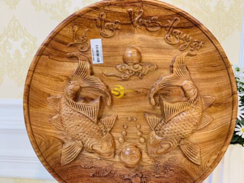Đĩa lí ngư vọng nguyệt gỗ hương 40 DLN40 - Hình ảnh 4