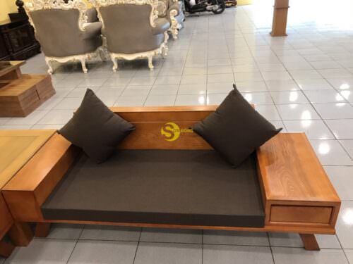 Bộ sofa nệm tay hộp thời thượng gỗ sồi nga 5 món SFG057 - Hình ảnh 8