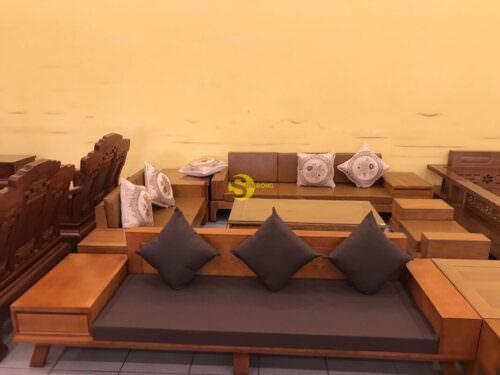 Bộ sofa nệm tay hộp thời thượng gỗ sồi nga 5 món SFG057 - Hình ảnh 6