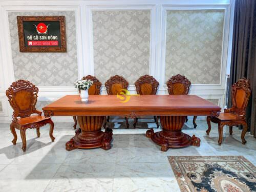 Mặt bàn ăn nguyên tấm gõ đỏ đẹp - MBA53SD - Hình ảnh 12