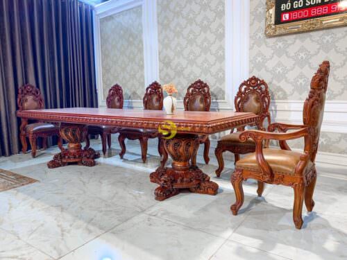 Mặt bàn ăn nguyên tấm gõ đỏ đẹp - MBA54SD - Hình ảnh 10