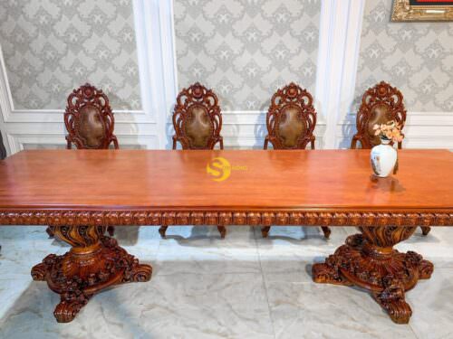 Mặt bàn ăn nguyên tấm gõ đỏ đẹp - MBA54SD - Hình ảnh 4