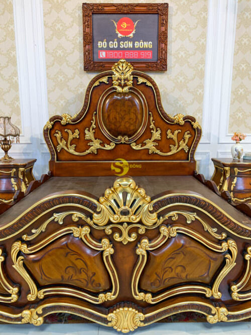 Combo phòng ngủ cổ điển dát vàng Noble - Hình ảnh 2