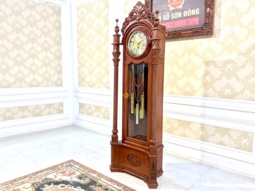 Đồng hồ hoa lan tây trụ nghệ thuật gõ đỏ - DH28 - Hình ảnh 3
