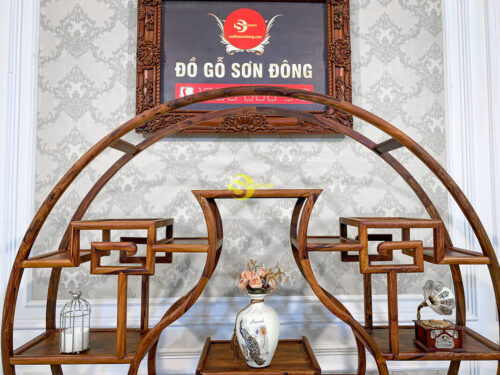 Kệ trang trí khung tròn lục bình gỗ cẩm lai  - KTT402 - Hình ảnh 12