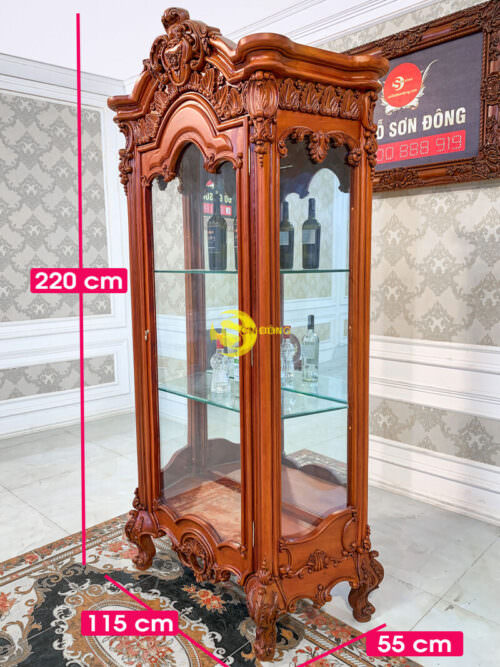 Tủ rượu cổ điển gỗ gõ đỏ VIP TR10 - Hình ảnh 11