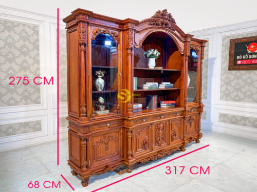 Tủ sách hoàng gia gõ đỏ CEO Luxury -  TSSD02 - Hình ảnh 20