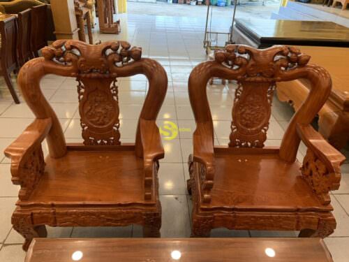 Bộ salon gỗ hương đá đào chim mặt liền giá trị cột 12 - 6 món BBG254 - Hình ảnh 3