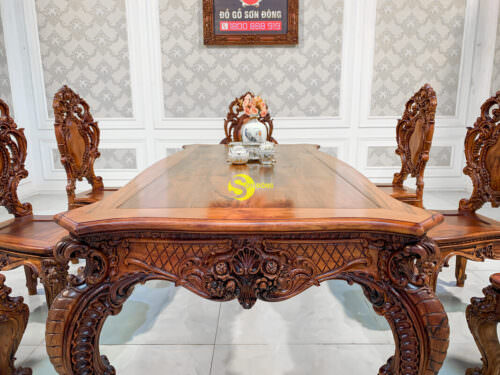 Bàn ăn hoàng gia gỗ cẩm lai Dafne BA031