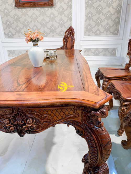 Bộ bàn ăn hoàng gia gỗ cẩm lai Dafne Minerva BBA031