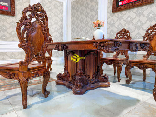 Bàn ăn gỗ cẩm lai cổ điển BA032