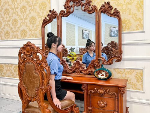 Bàn trang điểm hoàng gia gỗ gõ đỏ - BP029