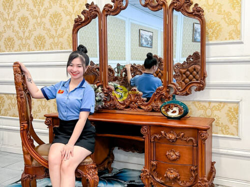 Bàn trang điểm hoàng gia gỗ gõ đỏ - BP029