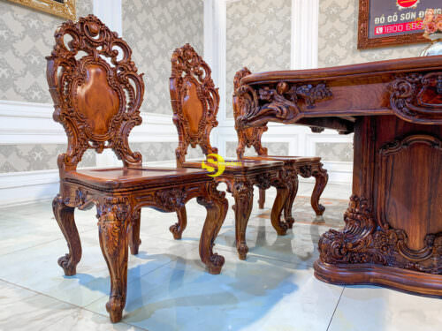 Bộ bàn ghế phòng ăn gỗ cẩm lai phong cách cổ điển Apollonia
