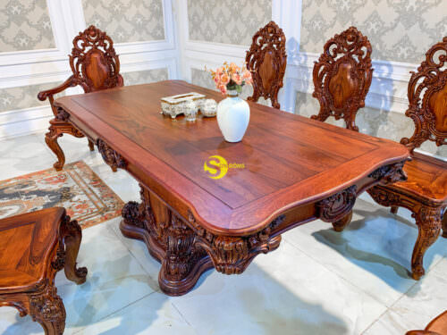 Bộ bàn ghế phòng ăn gỗ cẩm lai phong cách cổ điển Apollonia