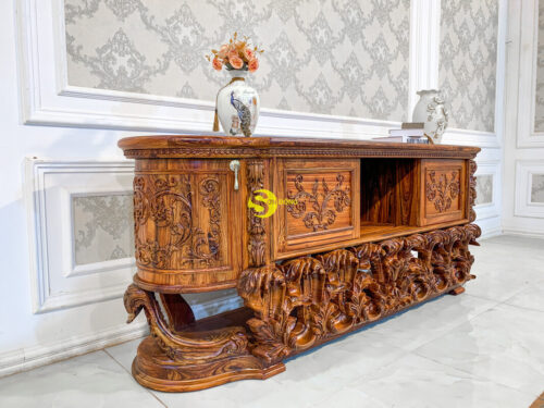 Tủ tivi cổ điển gỗ cẩm lai phong cách hoàng gia - TTV462