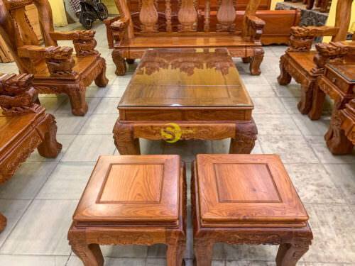 Salon gỗ hương vân chạm lân 10 món tay 16 vân tuyển - BBG243 - Hình ảnh 4