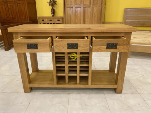 Kệ rượu 3 ngăn gỗ sồi Mỹ 1m2 - SDXKKR01 - Hình ảnh 6