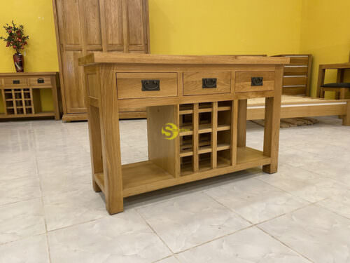 Kệ rượu 3 ngăn gỗ sồi Mỹ 1m2 - SDXKKR01 - Hình ảnh 3