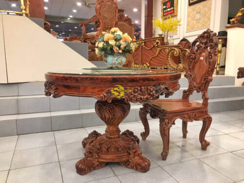 Bàn ăn Fidia Cẩm Lai Việt mặt Nu Gõ Đỏ thượng hạng - BA409 - Ảnh 8