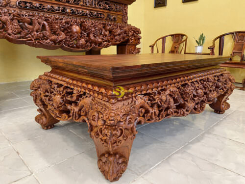 Sập thờ chạm tứ linh tam cấp gỗ cẩm lai SVIP - SD486 - Ảnh 4