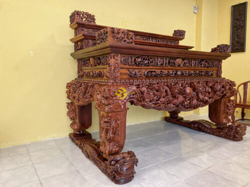Sập thờ chạm tứ linh tam cấp gỗ cẩm lai SVIP - SD486 - Ảnh 13