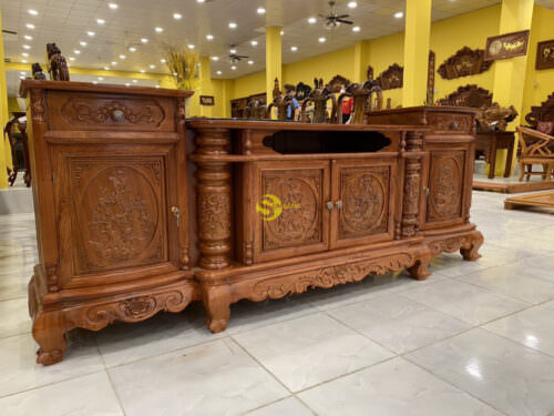 Tủ ti vi trụ trạm nho gỗ hương đá - TTV1907 - Hình ảnh 4