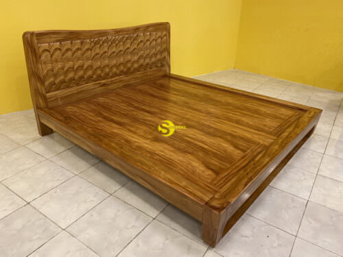 Giường Ngủ Gỗ Tự Nhiên Hương Xám Giả Nệm GHX005