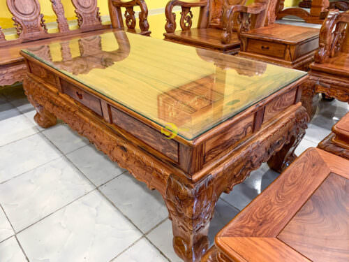 Bộ bàn ghế sofa gỗ cẩm lai chạm đào siêu đẹp cột 14 - 10 món BBG0601 - Ảnh 13