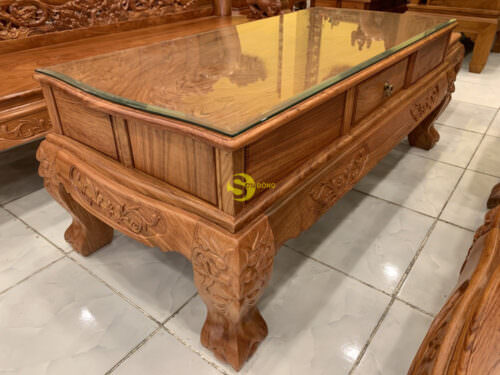Bộ bàn ghế hương đá nghê đỉnh long phụng mặt liền 6 món tay 12 - BBG379 - Ảnh 7