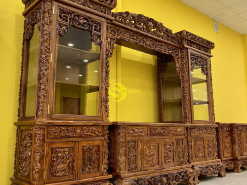 Tủ rượu cẩm lai lớn Tứ Linh hội ngộ VIP – TRAS01