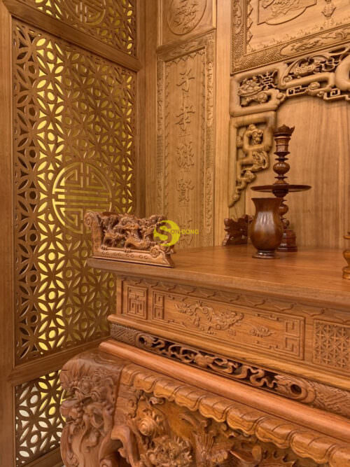 Bộ vách thờ gõ đỏ cổ kính sang trọng BVT01