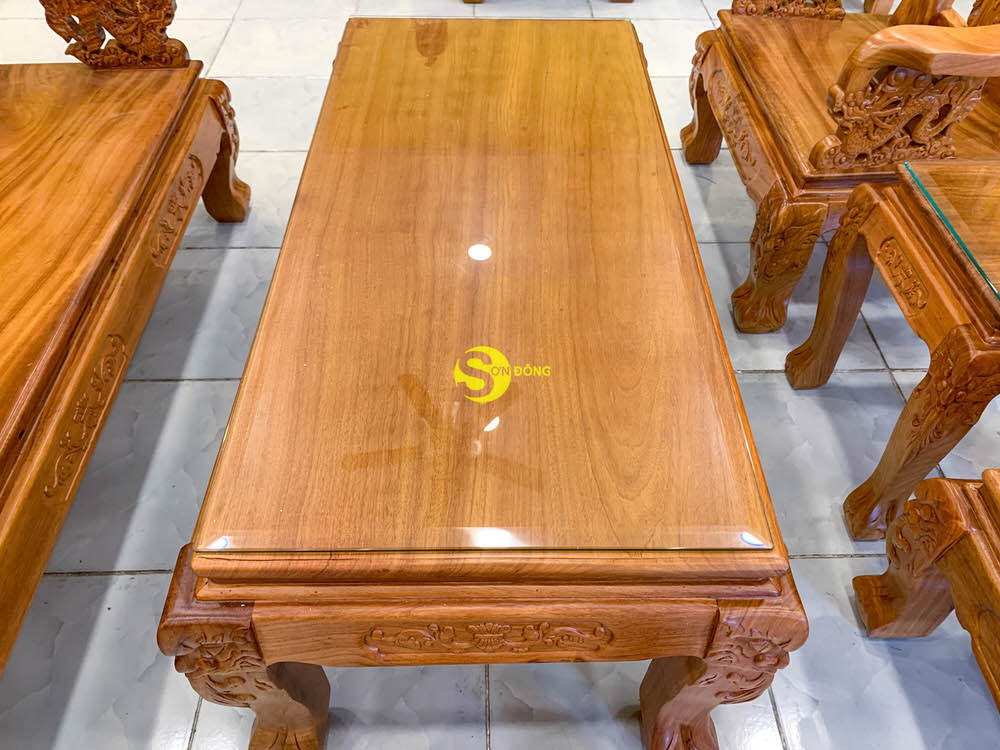Bộ Sofa Gỗ Gõ Đỏ Chạm Đào Phúc Lộc Thọ Tay 10, 6 Món - BBG258 19 Mặt bàn bộ Sofa Gỗ Gõ Đỏ Chạm Đào Phúc Lộc Thọ Tay 10, 6 Món - BBG258