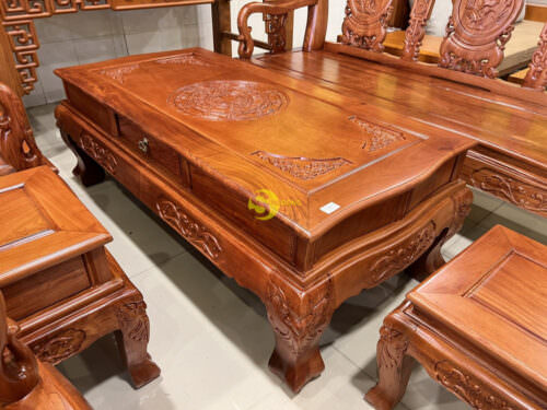 Bộ bàn ghế đào chim gỗ hương đá 6 món tay 12 bàn chạm BBG043A