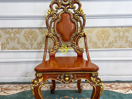 Ghế ăn hoàng gia Louis Minerva mặt liền tấm tay cong dát vàng - GA087A1D
