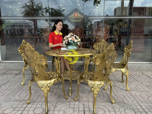 Bộ bàn ghế sân vườn hoa hồng 6 ghế bàn tròn - NTBG0116 - Hình ảnh 6