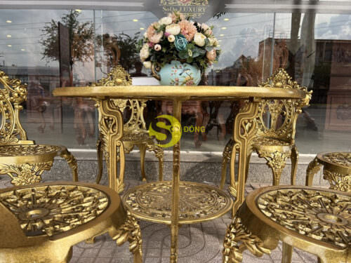 Bộ bàn ghế sân vườn hoa hồng 6 ghế bàn tròn - NTBG0116 - Hình ảnh 3