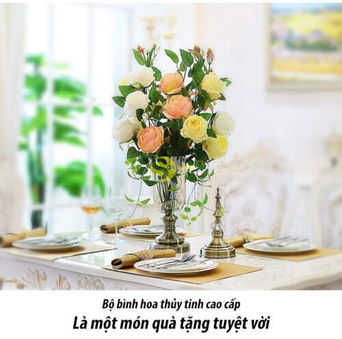 Bộ Bình Hoa Thuỷ Tinh Luxury Trang Trí Bàn Ăn Cao Cấp DCBH01 - Hình ảnh 11