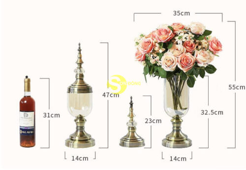 Bộ Bình Hoa Thuỷ Tinh Luxury Trang Trí Bàn Ăn Cao Cấp DCBH01 - Hình ảnh 10