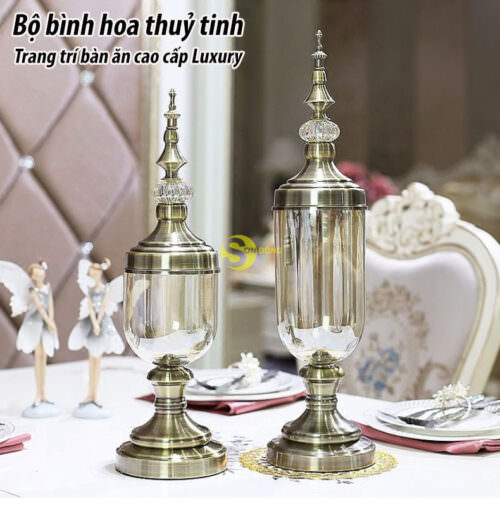 Bộ Bình Hoa Thuỷ Tinh Luxury Trang Trí Bàn Ăn Cao Cấp DCBH01 - Hình ảnh 5