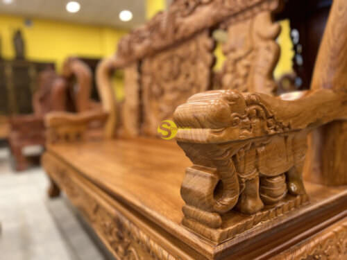 Bộ Bàn Ghế Gõ Đỏ Quốc voi mặt liền 6 món tay 12 - BBG340 25 Bộ Bàn Ghế Gõ Đỏ Quốc voi mặt liền 6 món tay 12 - BBG340